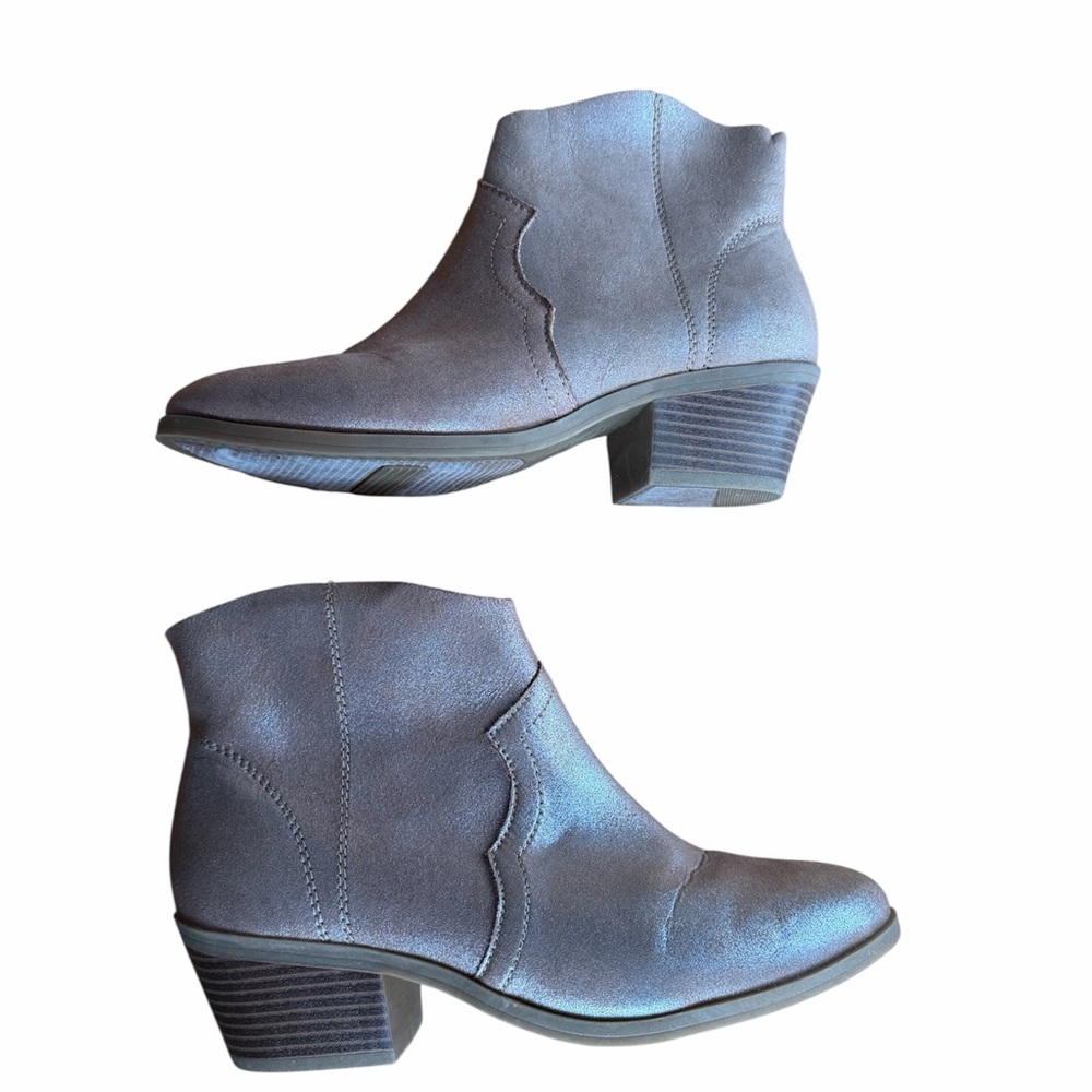 Time and Tru Light Pink Glitter Western Ankle Boots Size 7 Memory Foam